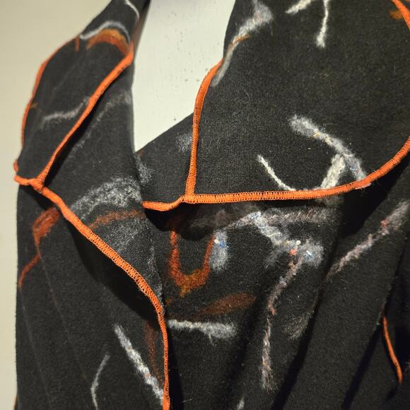 Anya SF Handmade Black Boiled Wool Wearable Art Relaxed Fit Tie-Front Jacket - Picture 4 of 8